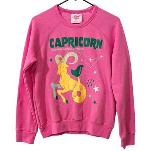 Midnight Rider Anthropologie Carolita Zodiac Sweatshirt CAPRICORN Womens S Pink